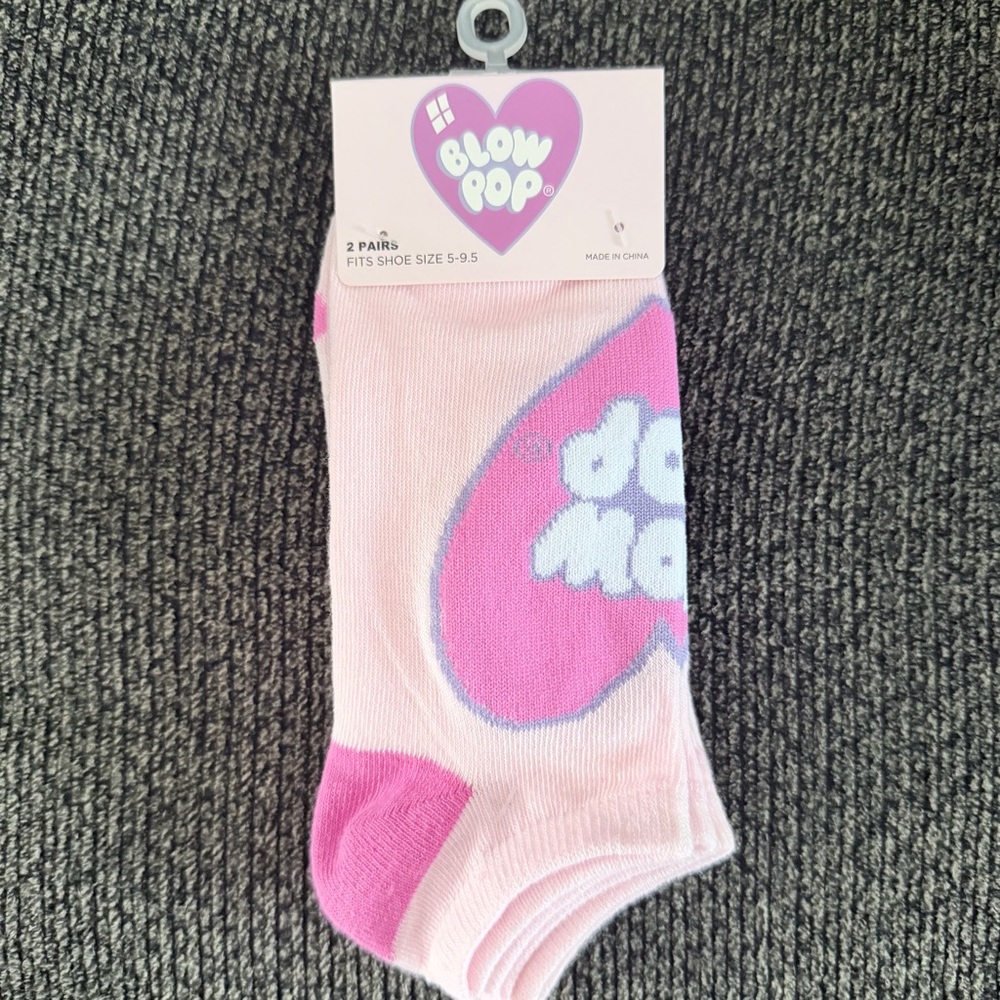 Blow pop 2 pairs of socks- heart and cherry design
